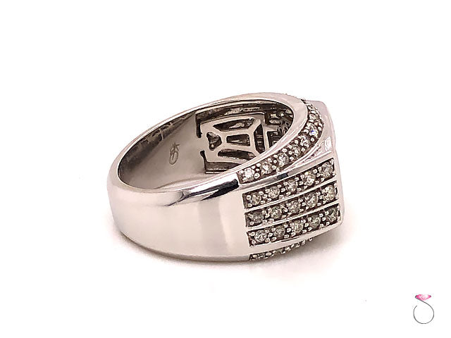 Men's Diamond Wedding Rings,Men's Diamond Ring, 2.00 Carats Of Invisible Set Princess Cut And Round Diamonds