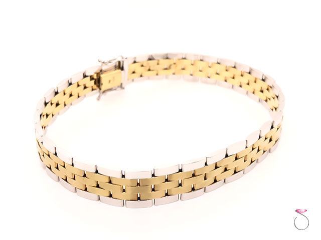 Men's 14K Gold Two Tone Jubilee Bracelet. 8.50 inches 10 mm wide
