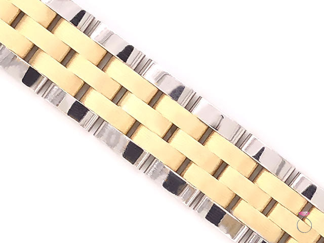 Men's 14K Gold Two Tone Jubilee Bracelet. 8.50 inches 10 mm wide