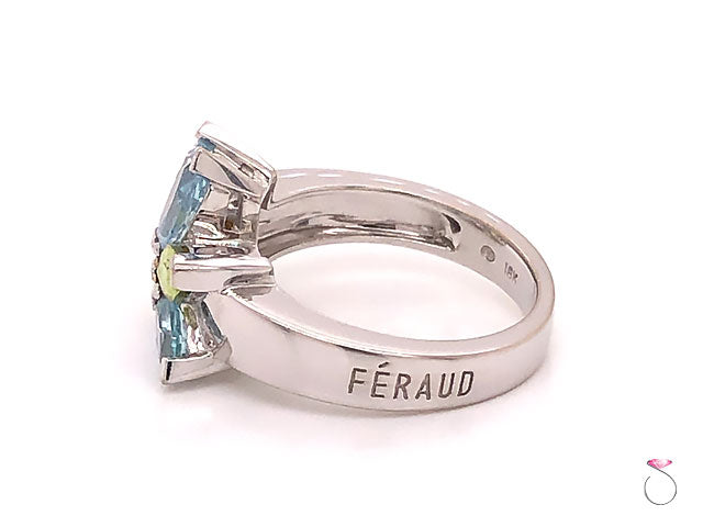 Louis Feraud Aquamarine and Peridot Cluster Ring