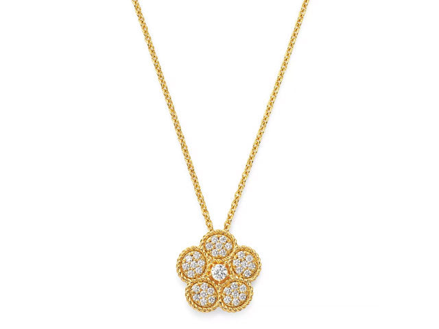 Roberto Coin Daisy Diamond Pendant with Chain, 18k Yellow Gold 17.50