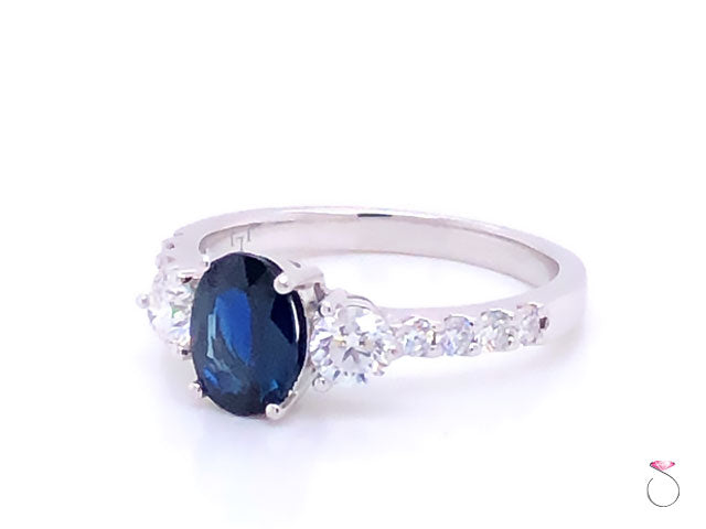 Sapphire & Diamond Engagement Ring in 14K White Gold
