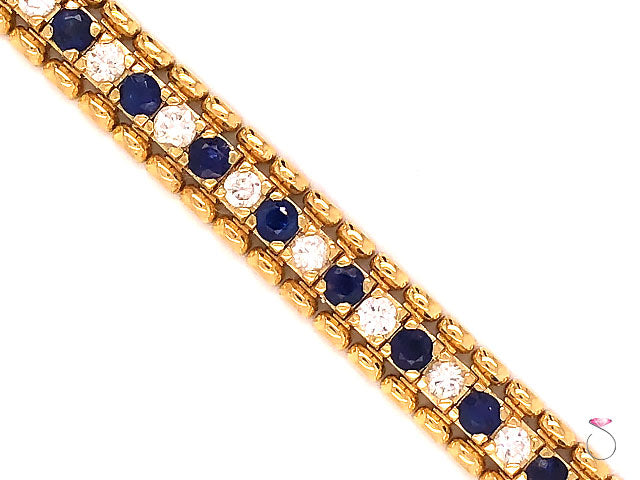 Natural Sapphire and Diamond Tennis Bracelet