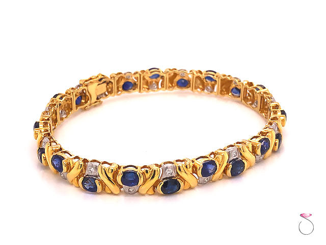 Natural Blue Sapphire and Diamond Bracelet