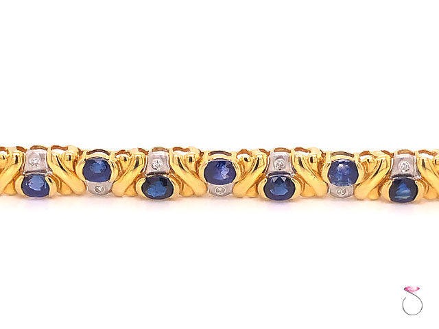 Natural Blue Sapphire and Diamond Bracelet