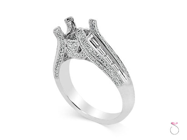 Solitaire Engagement Ring Setting in 0.92ctw 18K White Gold