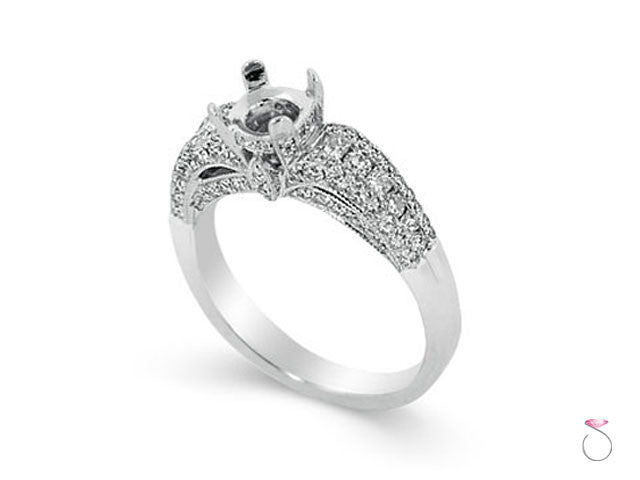 Diamond engagement ring setting in 18K white gold 1.19ct side stones
