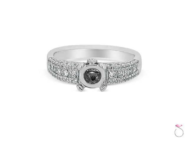 18K white gold solitaire engagement setting in 18K