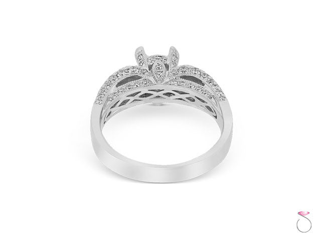 18K white gold solitaire engagement setting in 18K Victorian