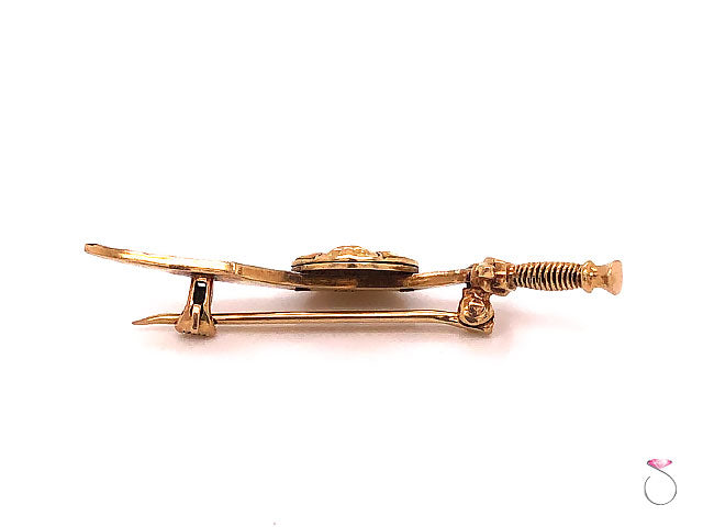 Vintage Shriners Masonic Enamel Sword Brooch in 14K Yellow Gold