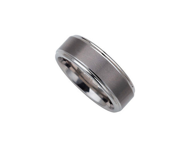 Shop Mens Wedding Bands,Tungsten 8.3mm Ridged Band with Satin Finish Center