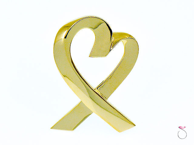 Tiffany & Co Large Paloma Picasso 18k Yellow Gold Heart Pin BroochLoving 