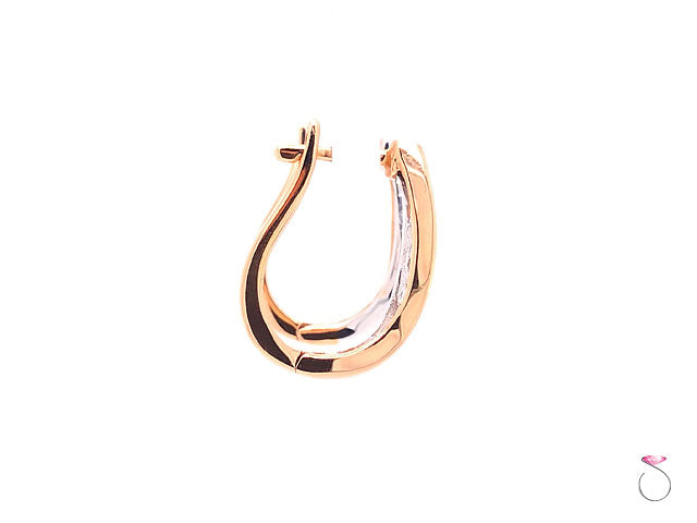 Two Tone Diamond Hoop Earrings, 0.14 Carat,18K White & Rose Gold Earrings