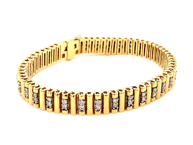 Diamond Unisex Bracelet in 14K Yellow Gold, 1.65 Carat G - H, SI1 7.00"
