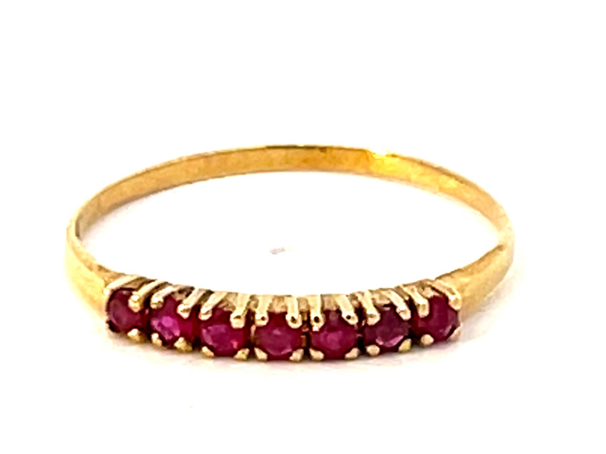 7 Prong Set Ruby Band Ring in 14k Yellow Gold