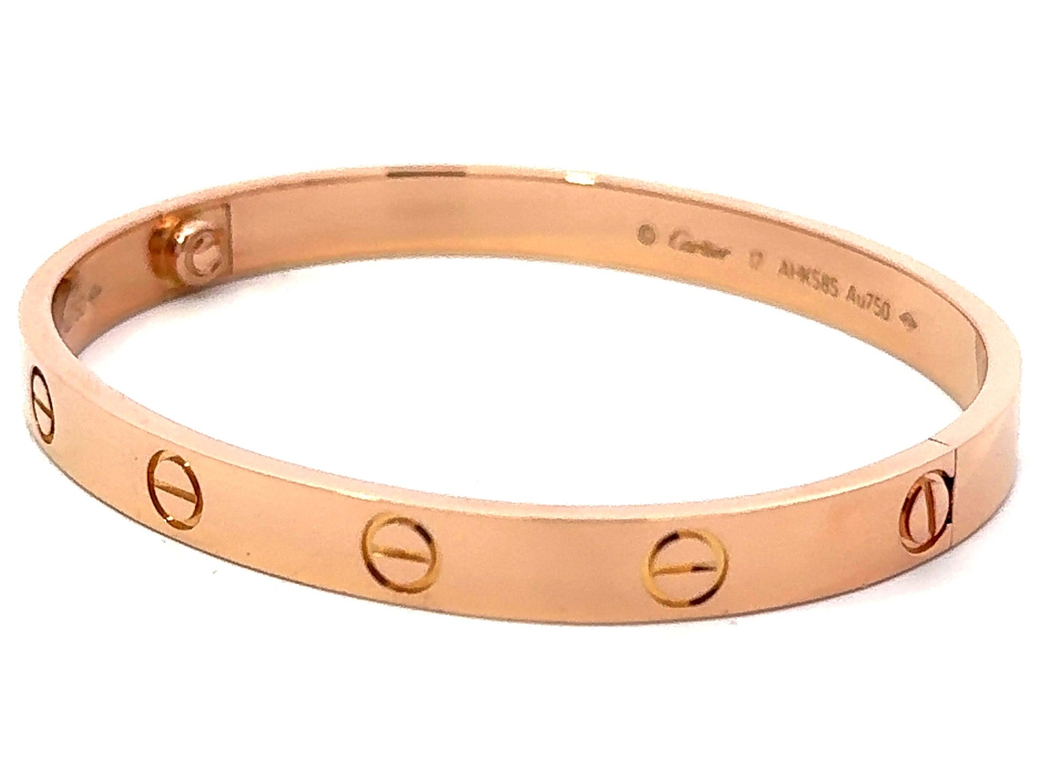 Cartier Love Bracelet in 18K Rose Gold Size 17 With Box and Papers