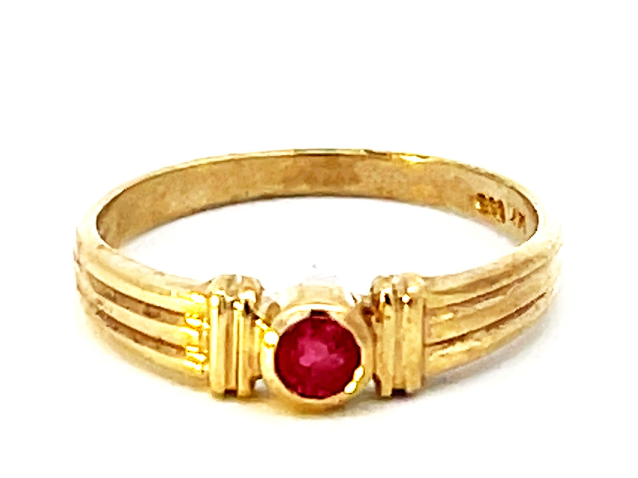 Red Ruby Ring in 14k Yellow Gold