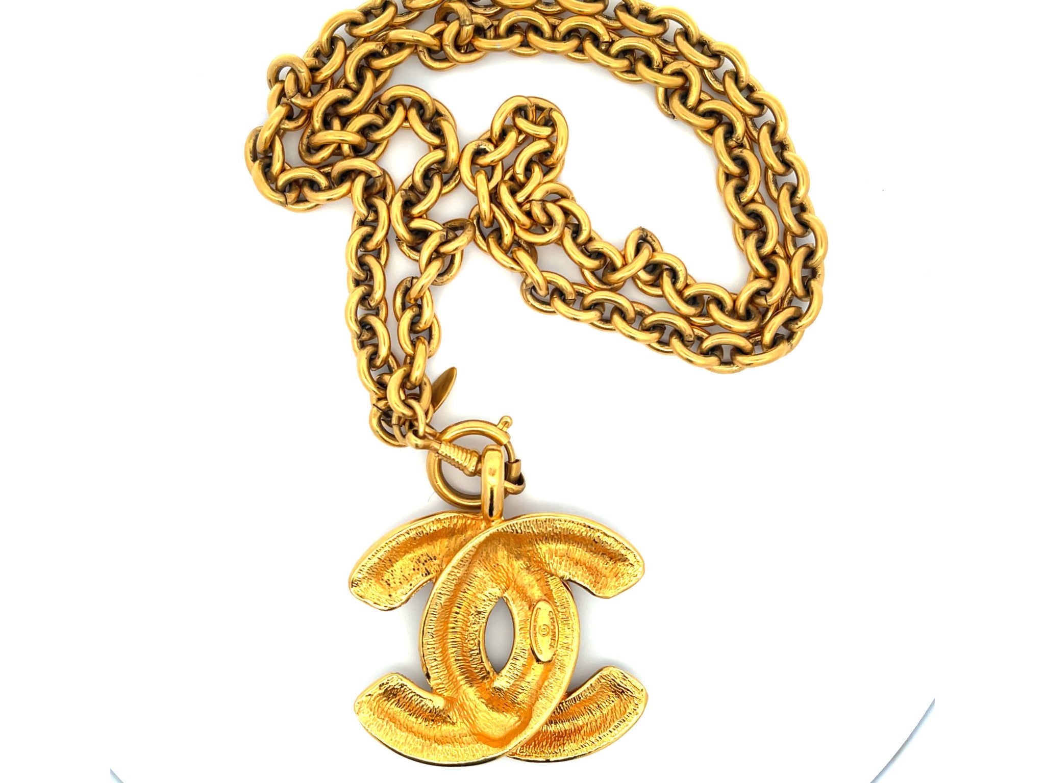 CHANEL Vintage Quilted CC Pendant and Chain