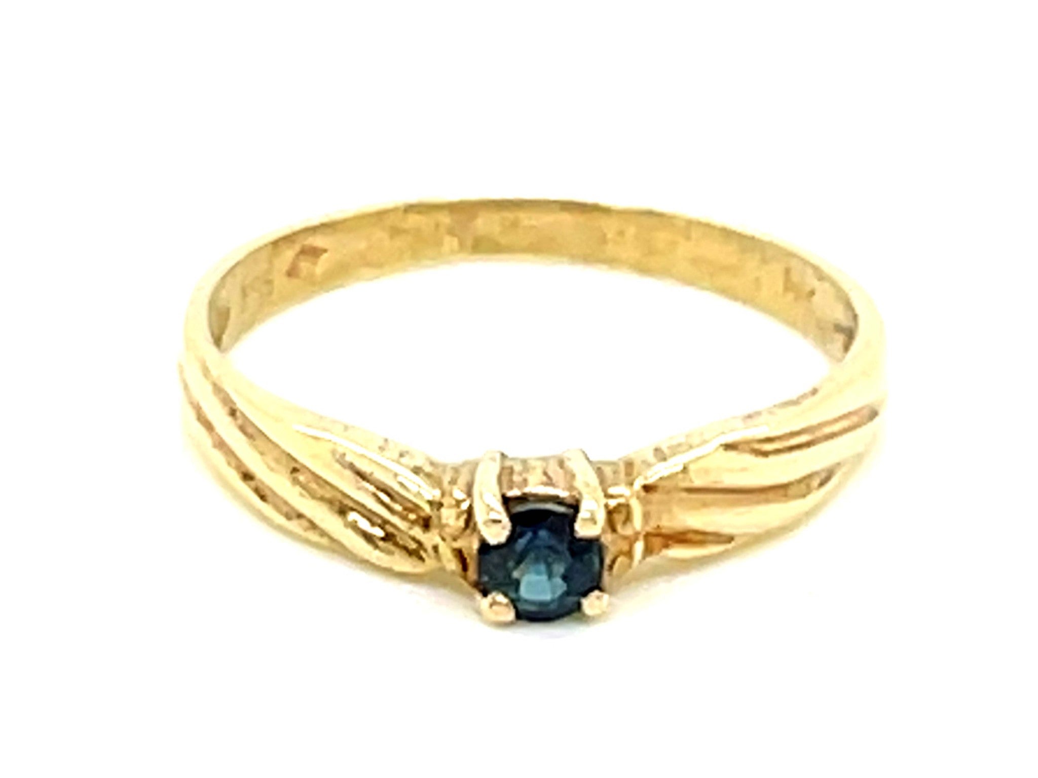 Round Sapphire Stackable Ring in 14k Yellow Gold