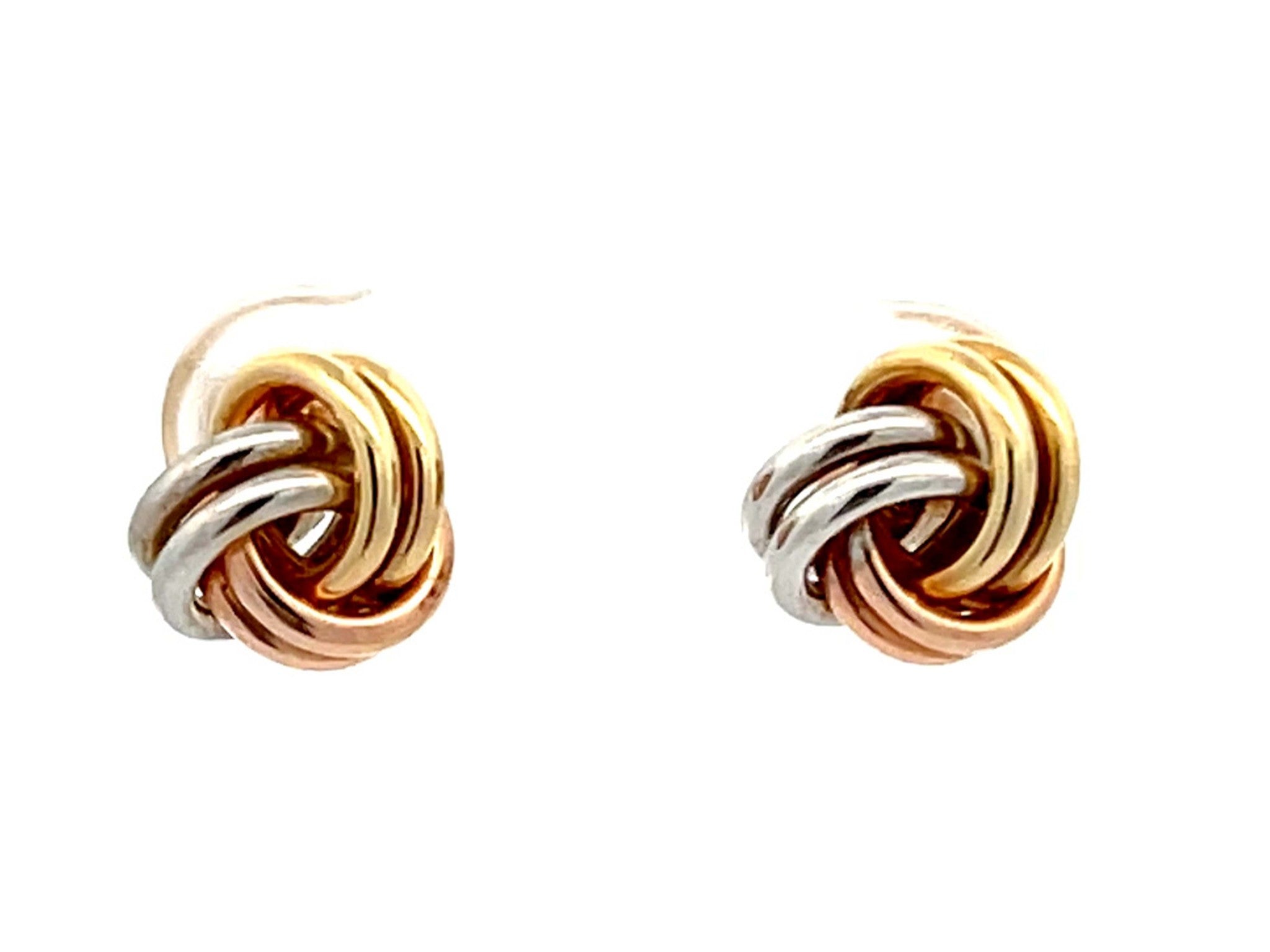 Trinity Three Toned 14K Gold Earrings