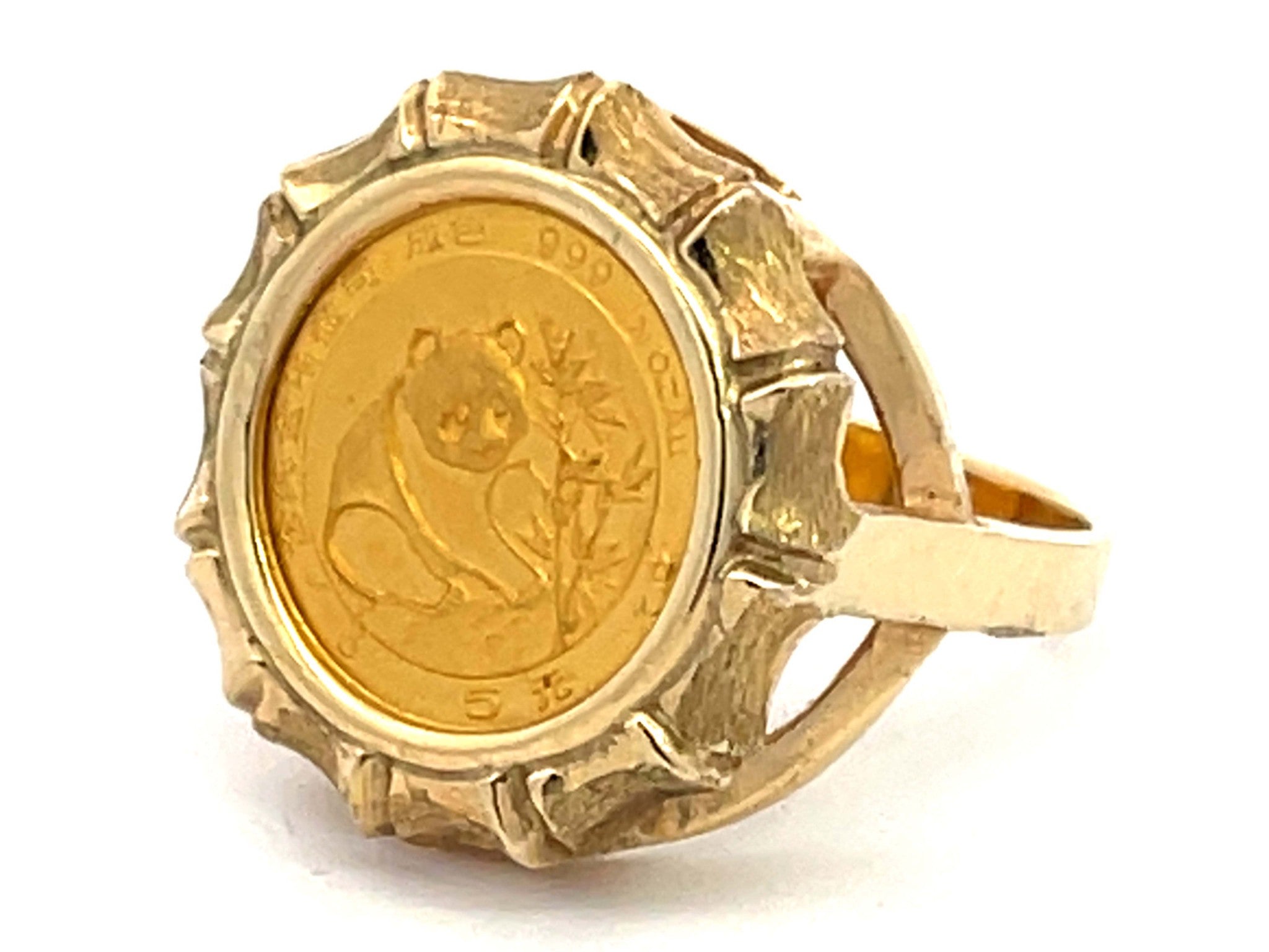 1988 Panda Coin Ring in 14k Yellow Gold