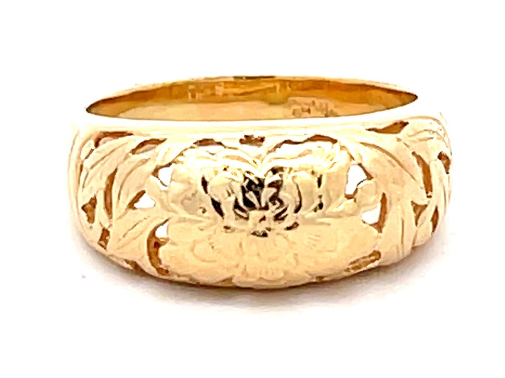 Mings Chrysanthemum Cutout Band Ring in 14k Yellow Gold