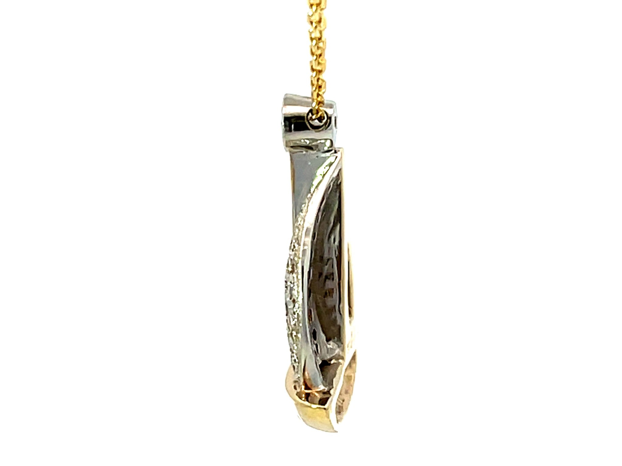 Tourmaline Diamond Boat Necklace Solid 14k Yellow Gold