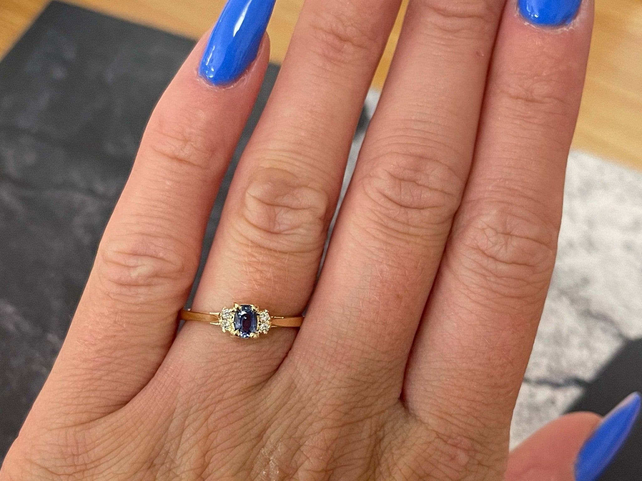 Light Blue Sapphire and Diamond Ring in 14k Yellow Gold