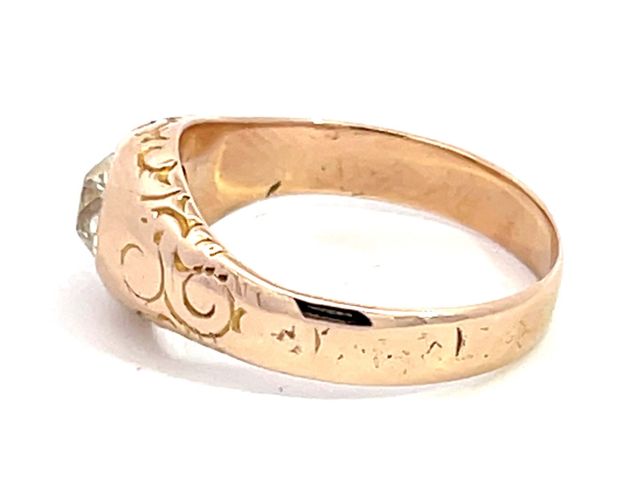 Georgian Old European Cut Diamond Gypsy Ring in 14k Pink Gold