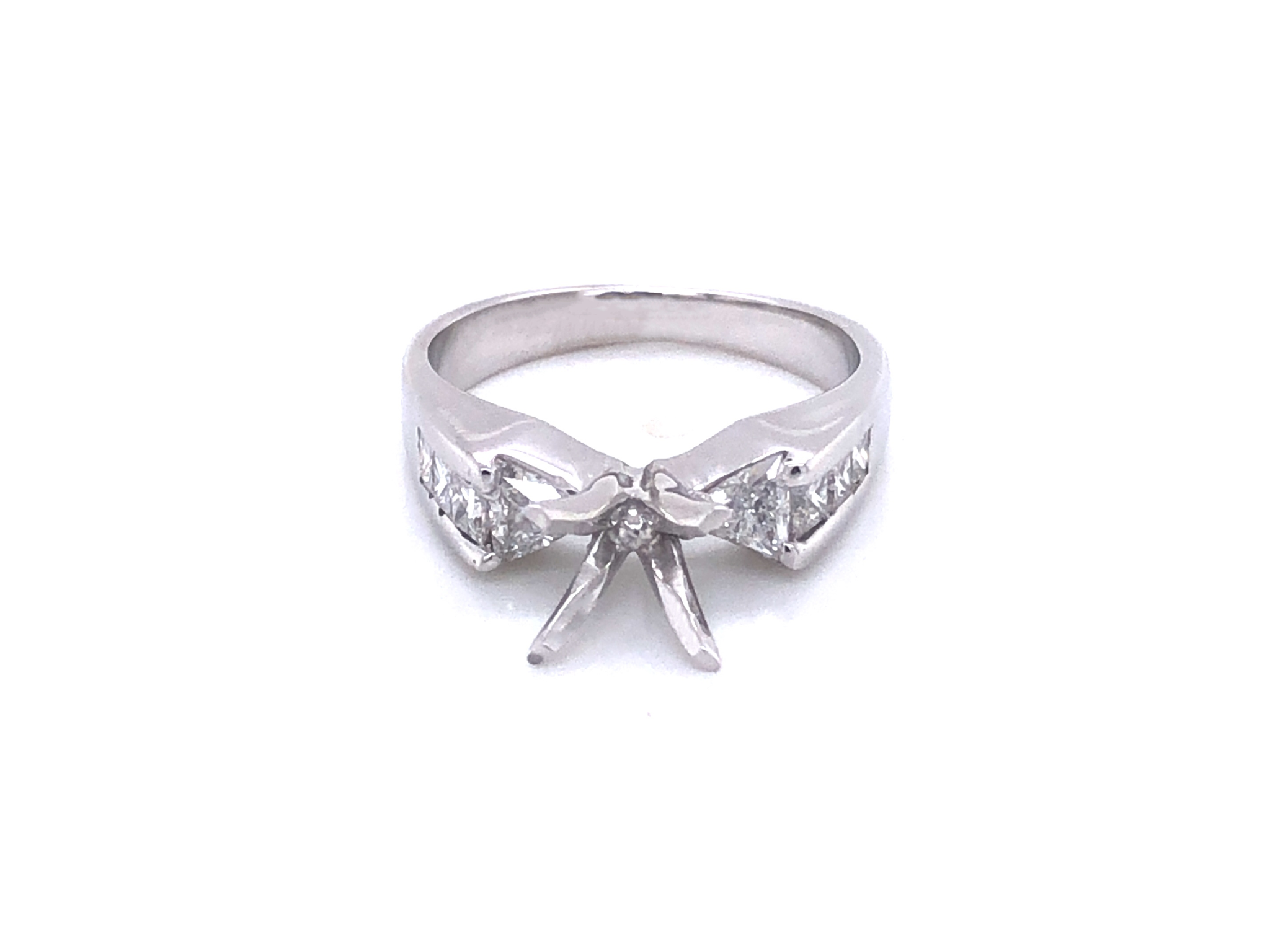 Diamond and Sapphire Platinum Engagement Ring, Semi-mount