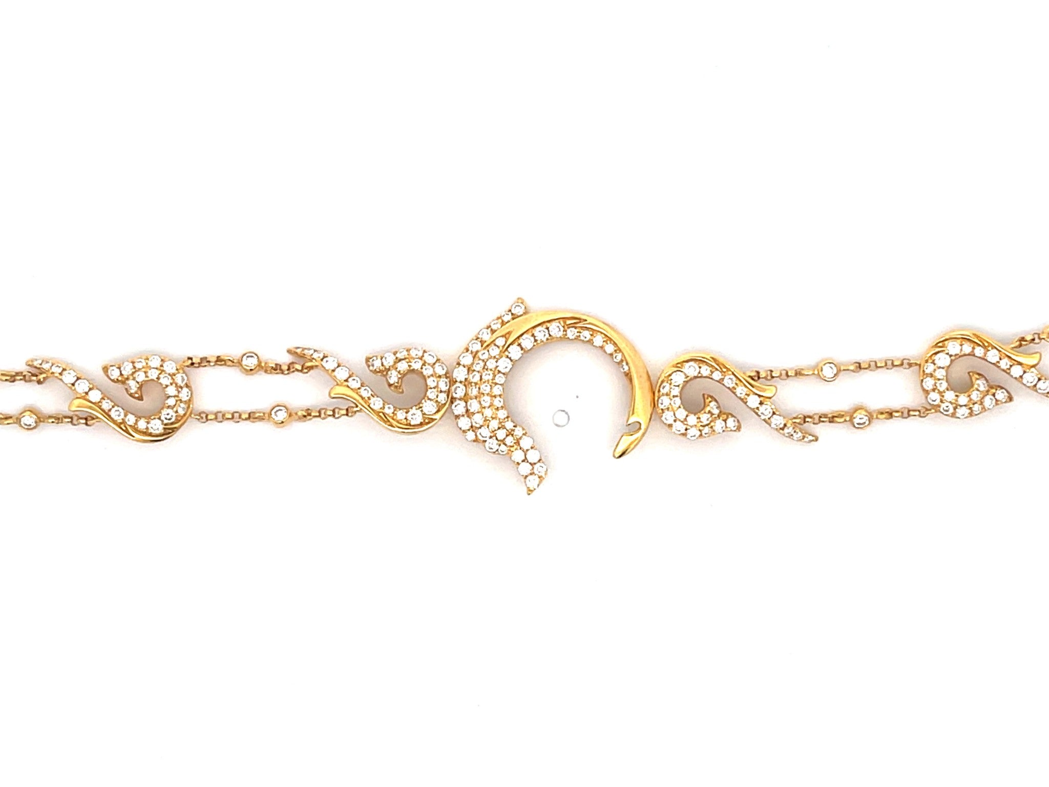 Diamond Dolphin Bracelet in 18k Yellow Gold