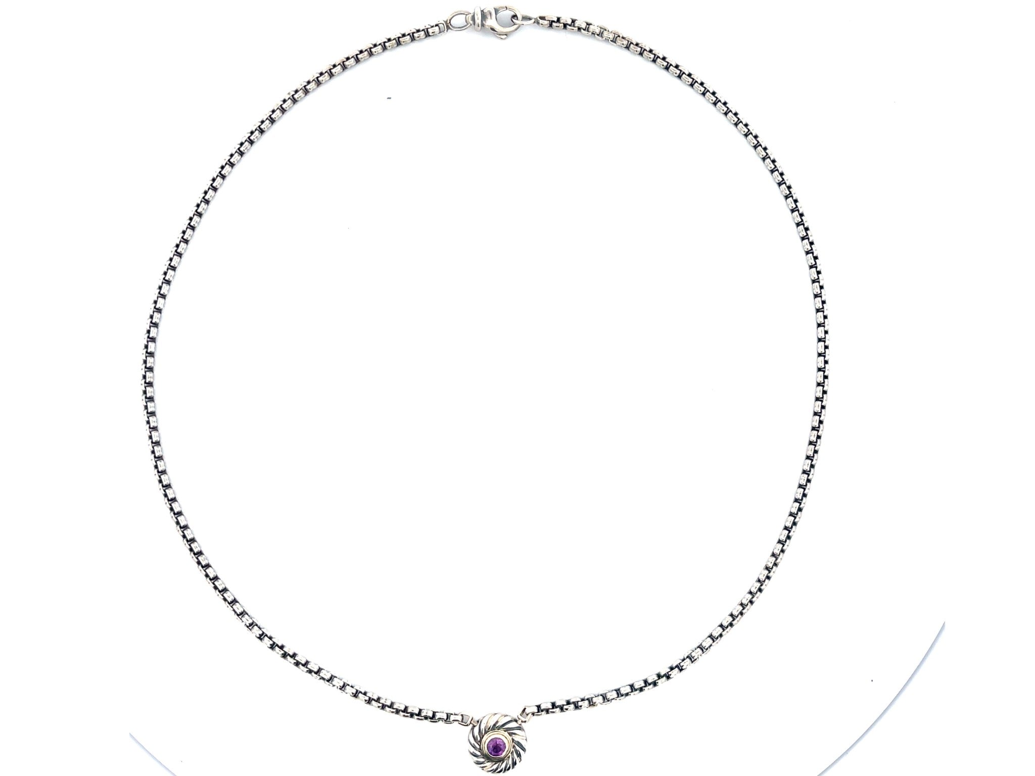 David Yurman Cable Classics Necklace in Sterling Silver with Amethyst and 14K