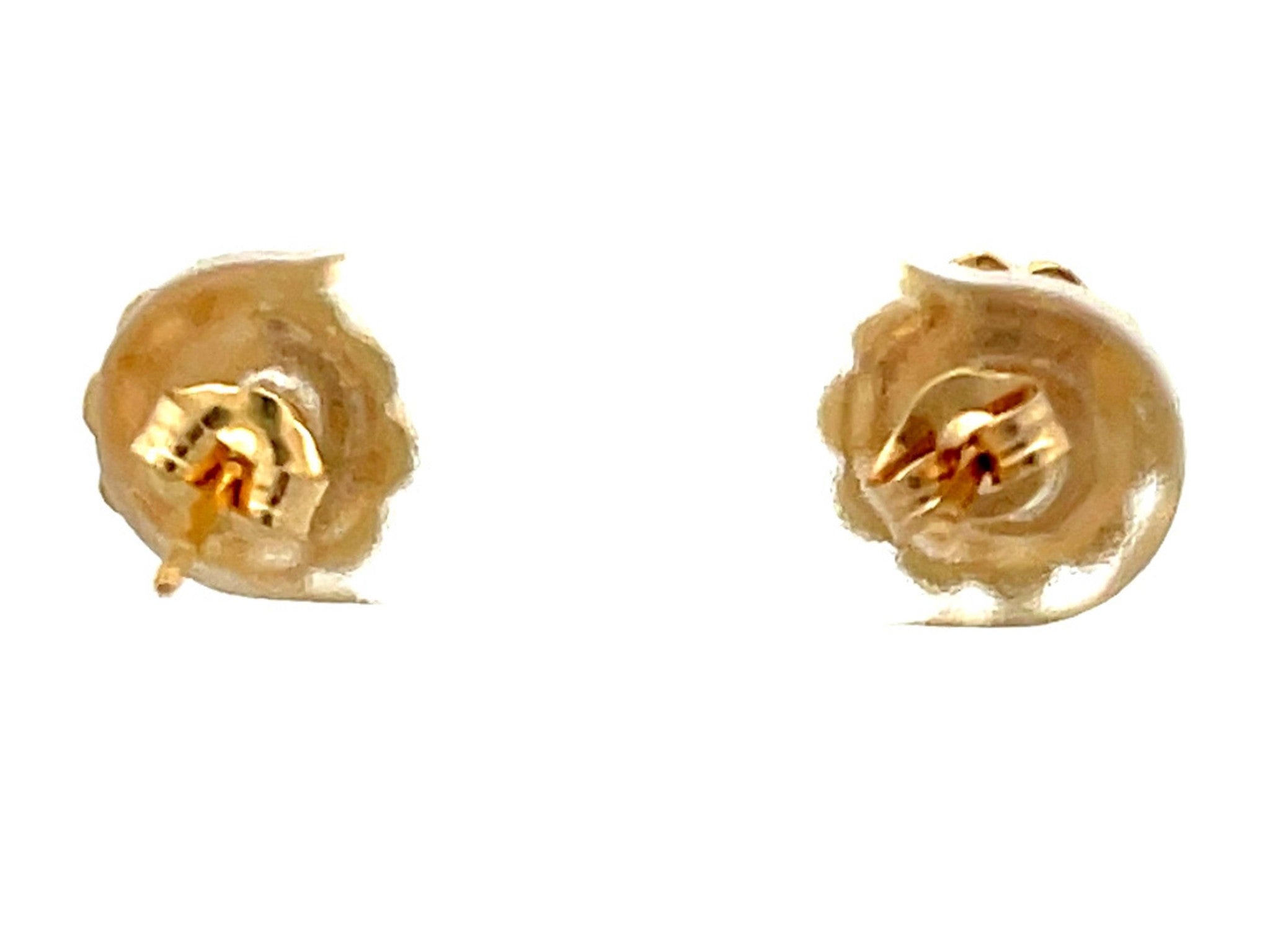 Round Jade Stud Earrings in 14K Yellow Gold
