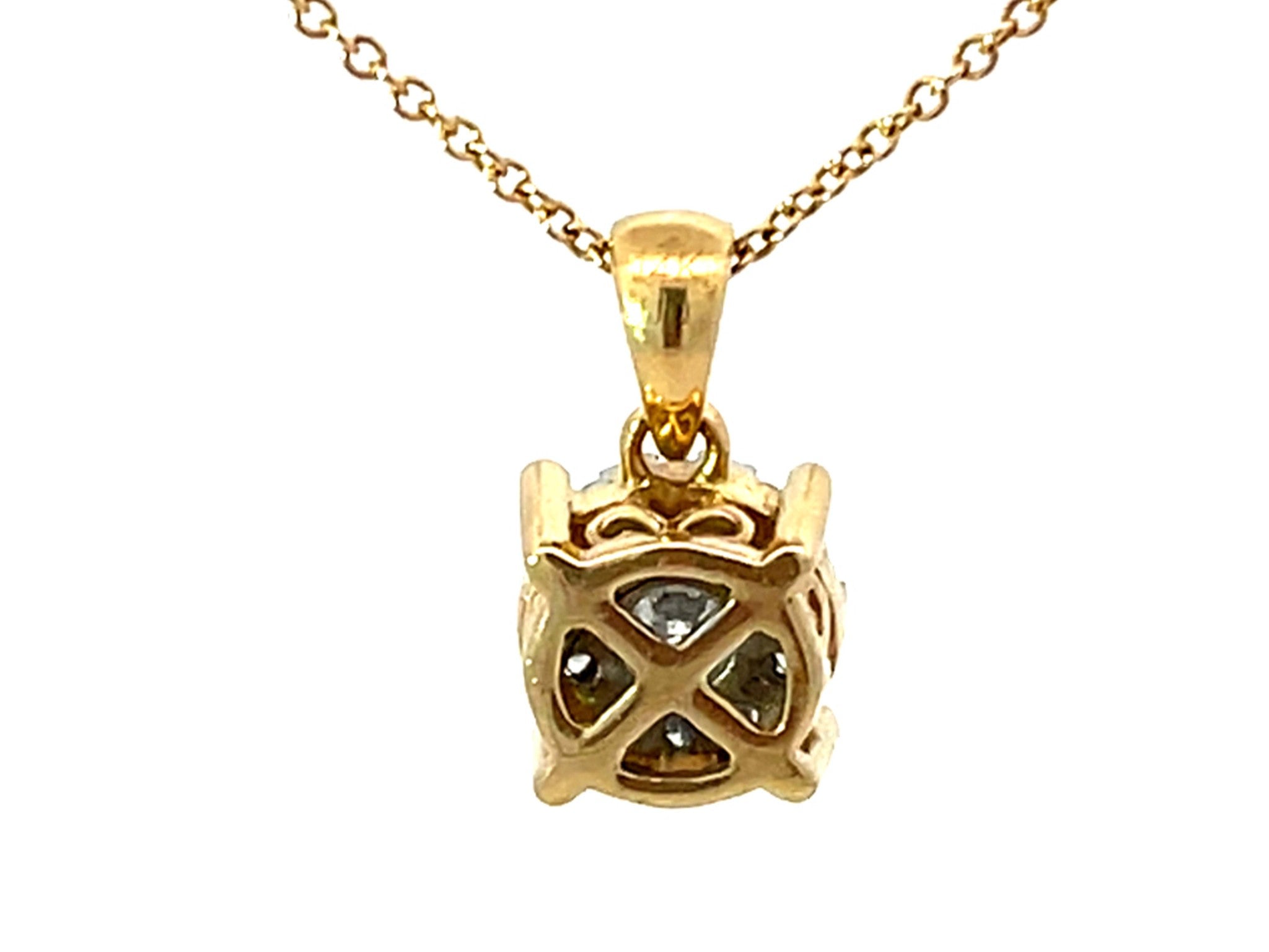 Solid Gold Diamond Halo Pendant Necklace