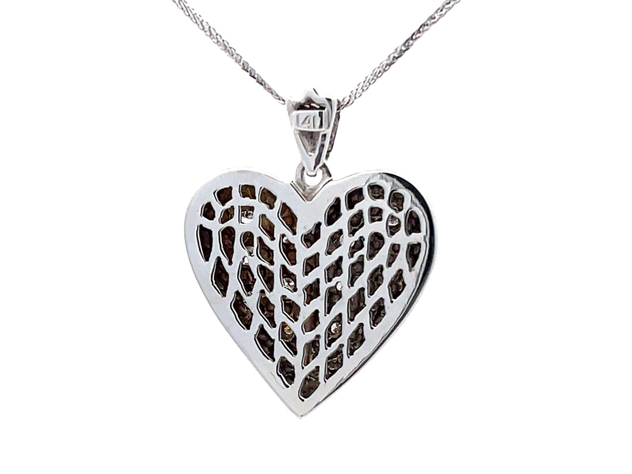 Diamond Heart Necklace in 14k White Gold
