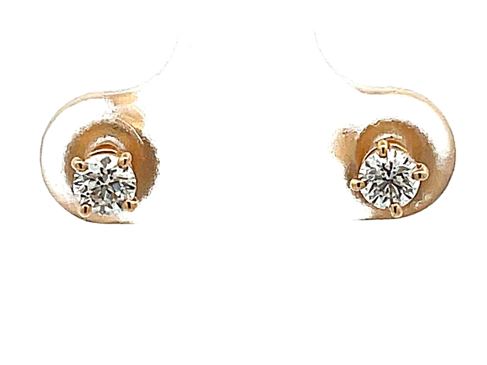 Tiffany Solitaire Diamond Stud Earrings in 18k Yellow Gold 0.34 ct