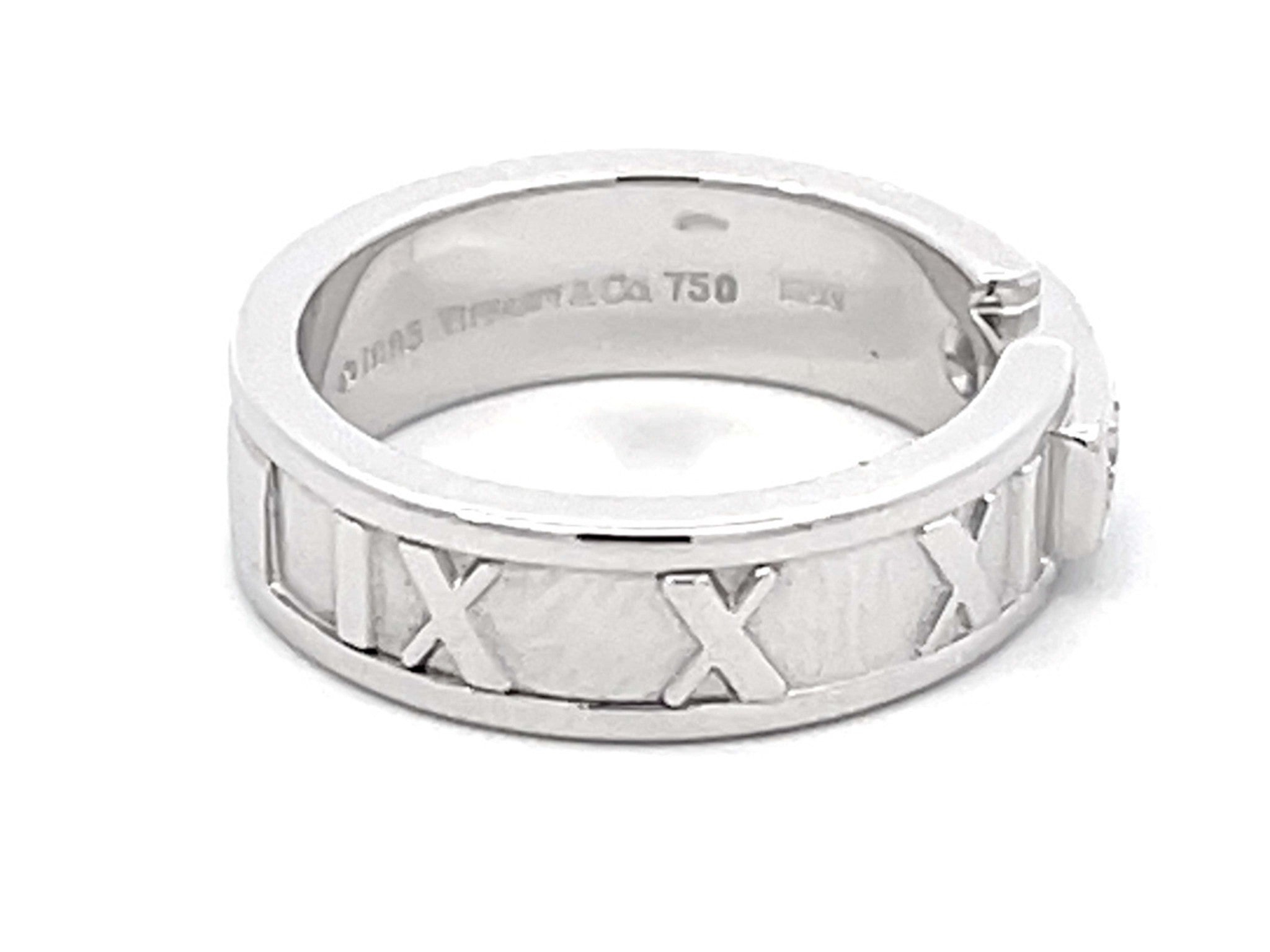 Tiffany & Co. Atlas X Diamond Wedding Band Ring in 18k White Gold