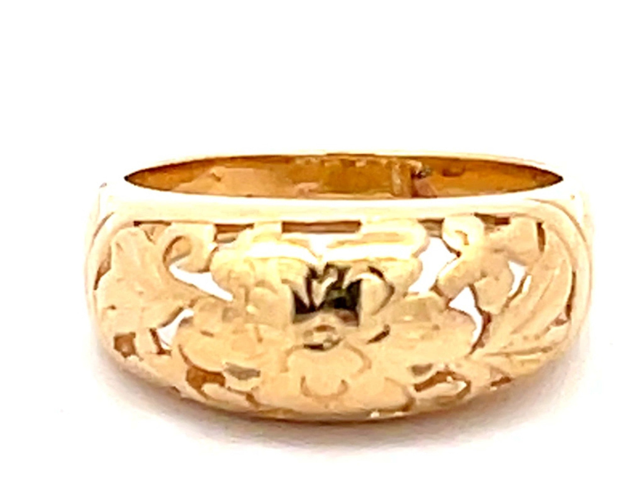 Mings Chrysanthemum Cutout Band Ring in 14k Yellow Gold size 4.5