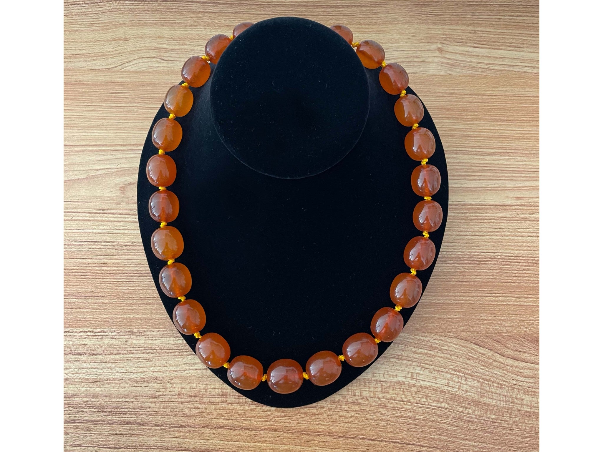 Rare Mings Hawaii Large Amber Bead Strand Necklace 23"