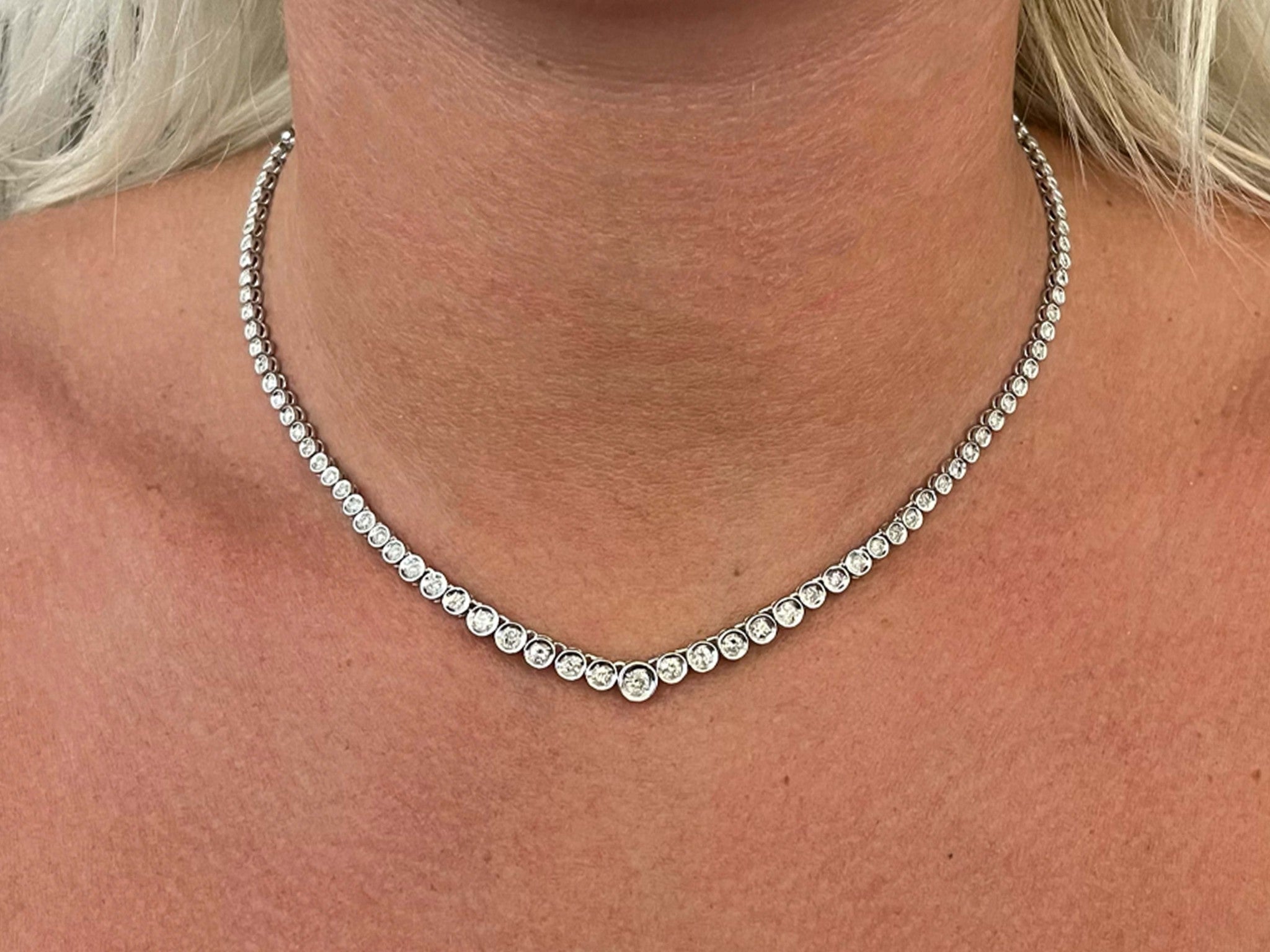 Eternity Diamond Necklace In Platinum