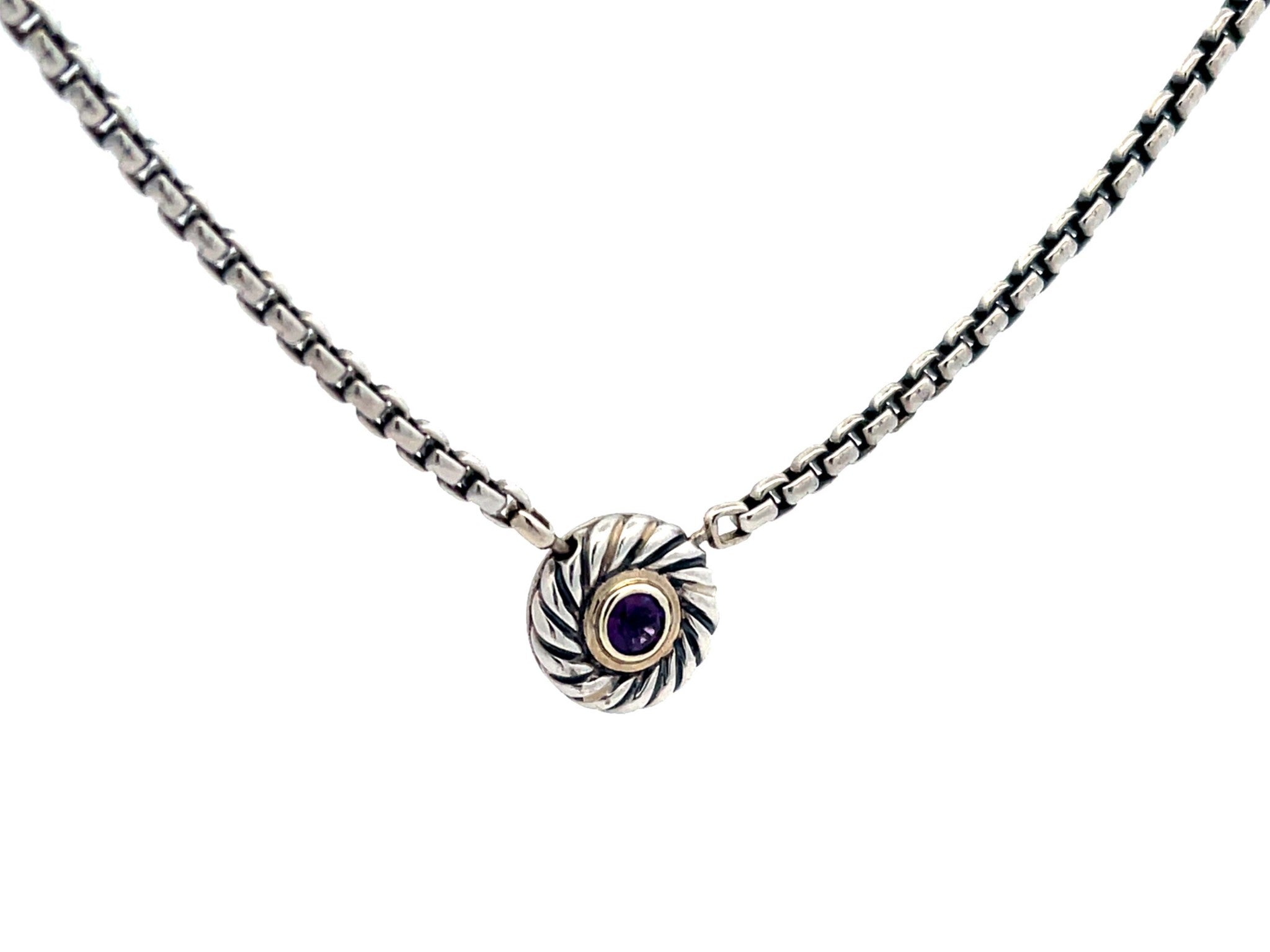 David Yurman Cable Classics Necklace in Sterling Silver with Amethyst and 14K