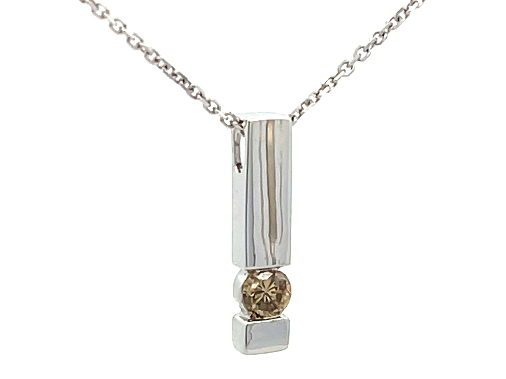 Champagne Diamond Rectangle Necklace 18k White Gold