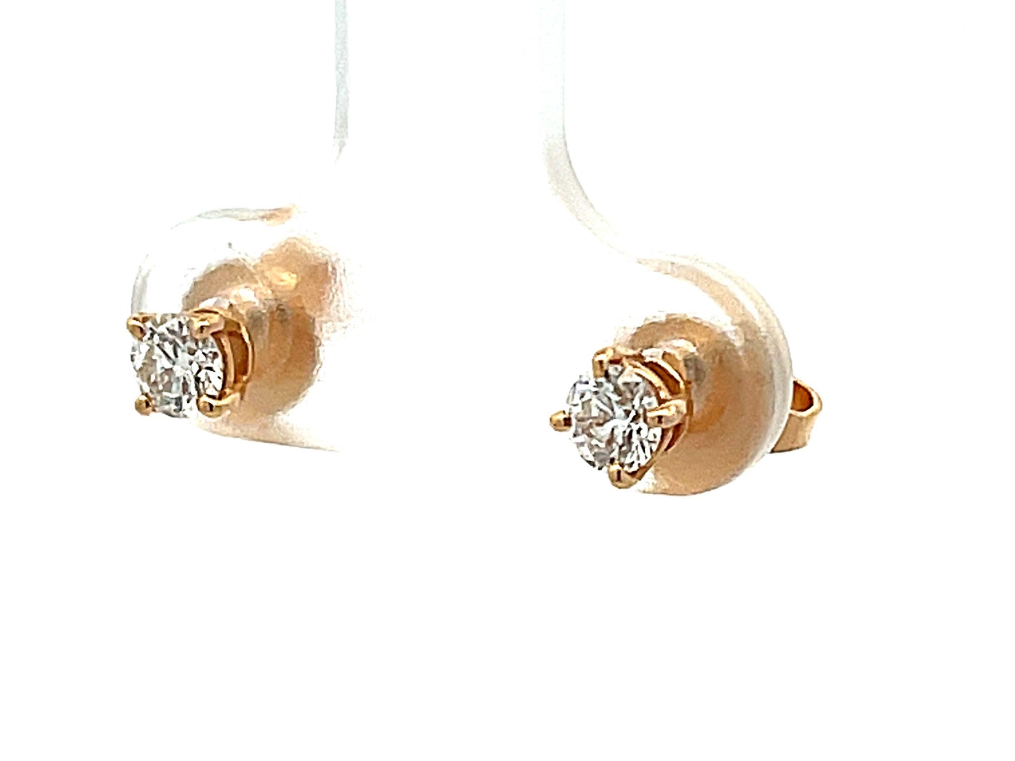 Tiffany Solitaire Diamond Stud Earrings in 18k Yellow Gold 0.34 ct