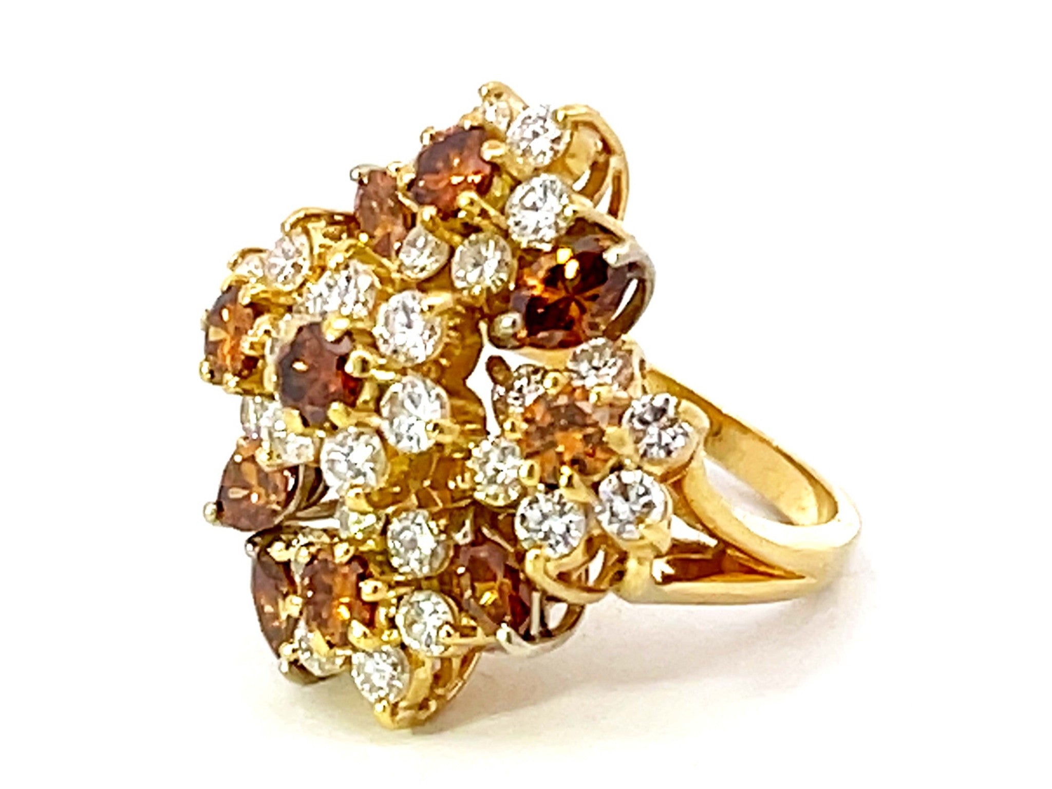 Terrel and Zimmelman Natural Fancy Vivid Diamond Cluster Ring in 18K Yellow Gold