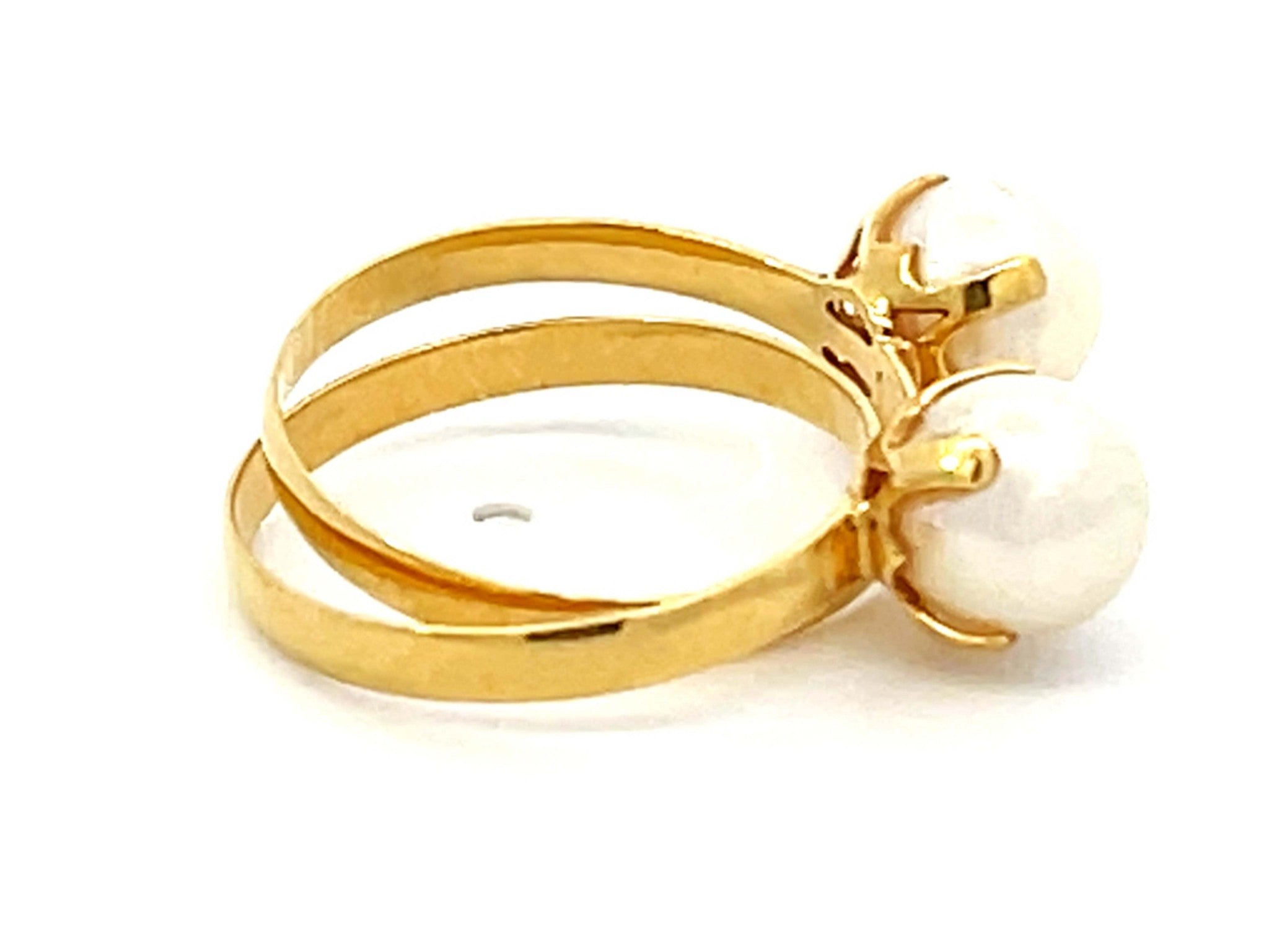 Double Pearl Ring in 18k Yellow Gold - Shop Fine Jewelry – SOLITAIRE ...