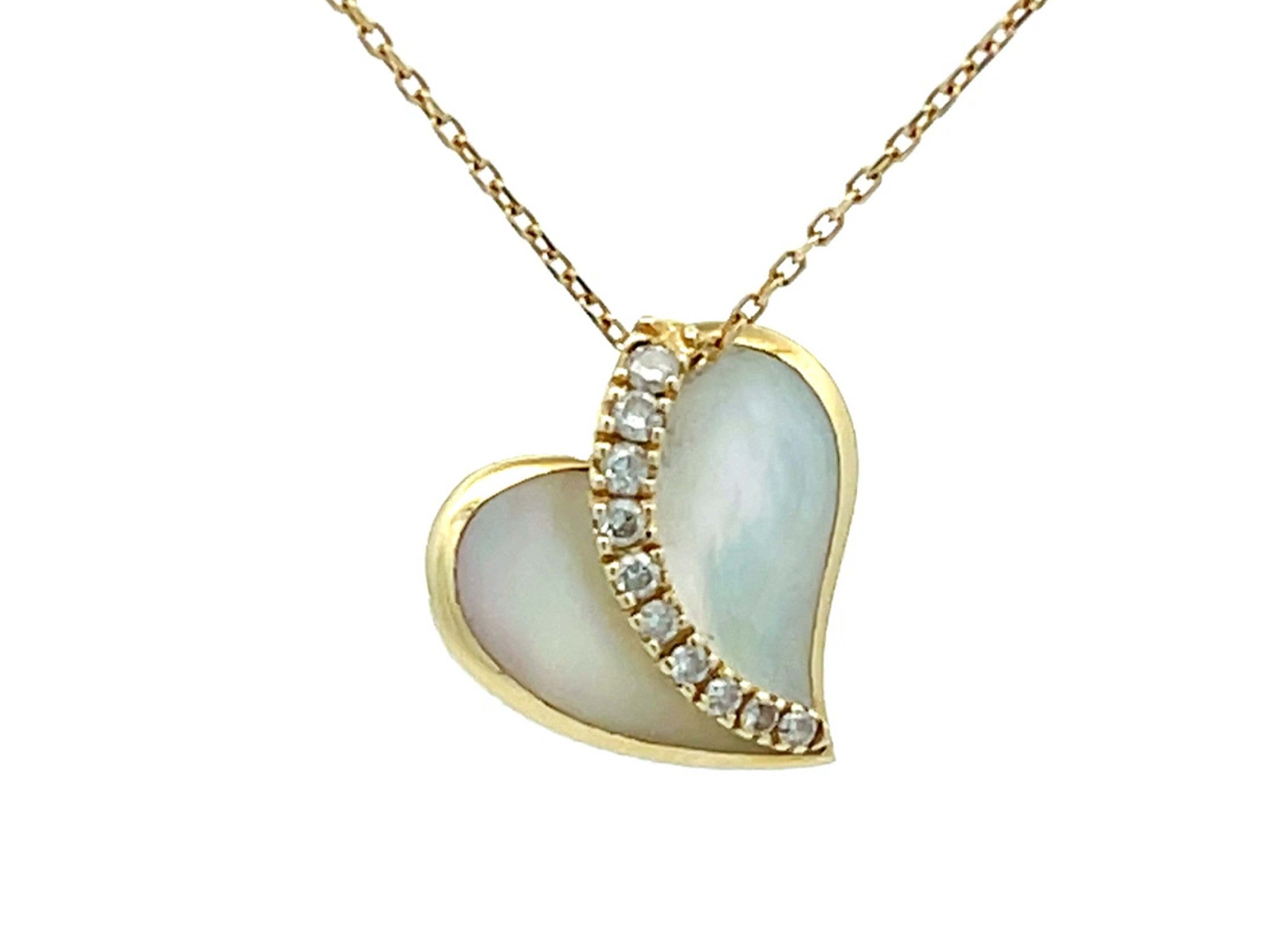 NaHoku Diamond Heart Necklace in 14k Yellow Gold