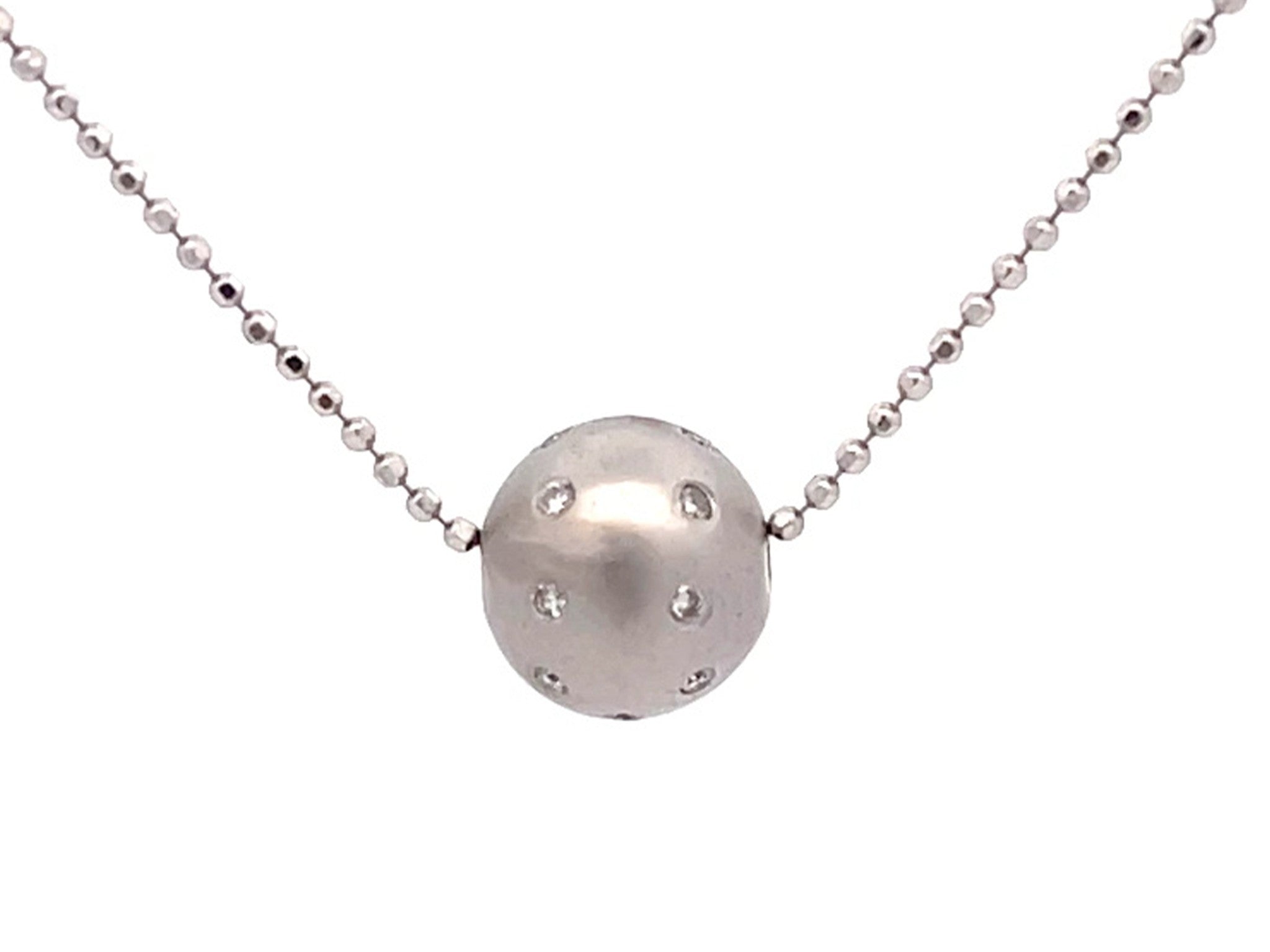 Diamond Ball Necklace in 18k White Gold