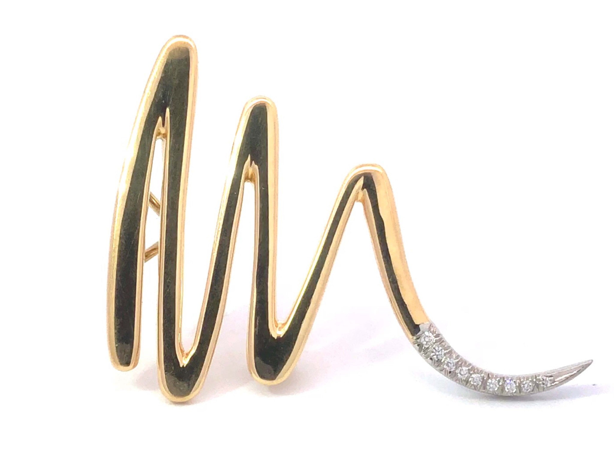 Tiffany & Co. 18k Gold Platinum Picasso Diamond Squiggle Brooch Pendant