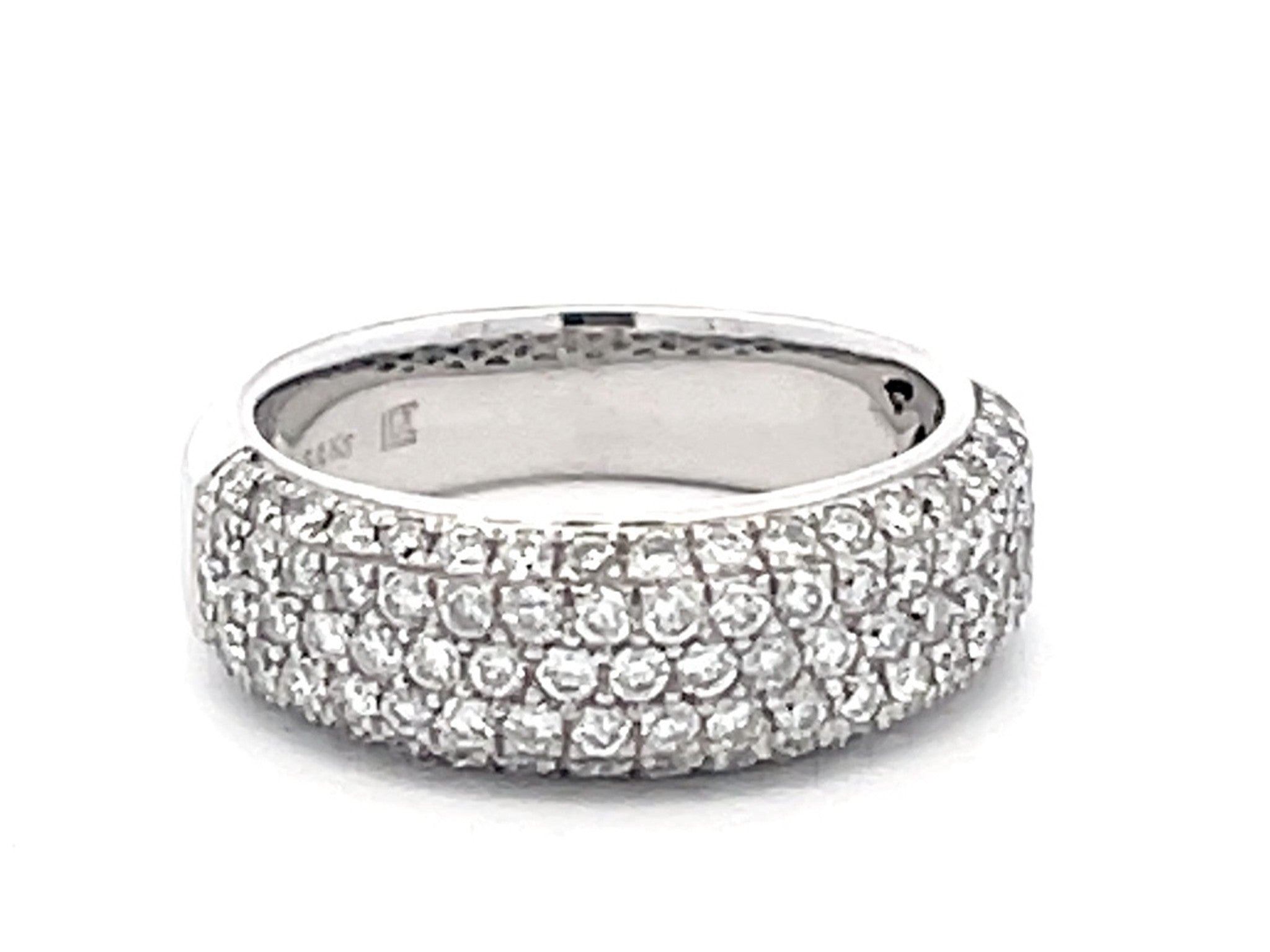 Diamond Studded Band Ring 14k White Gold