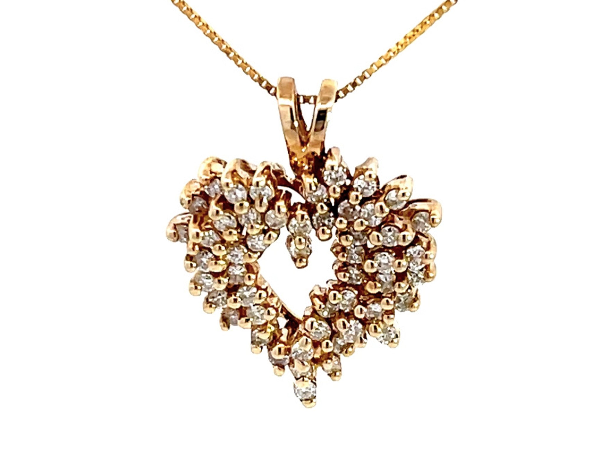 Diamond Heart Pendant with Chain in 14k Yellow Gold